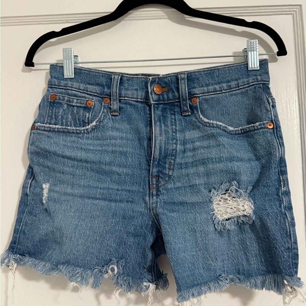 Madewell Blue Distressed Jean Shorts